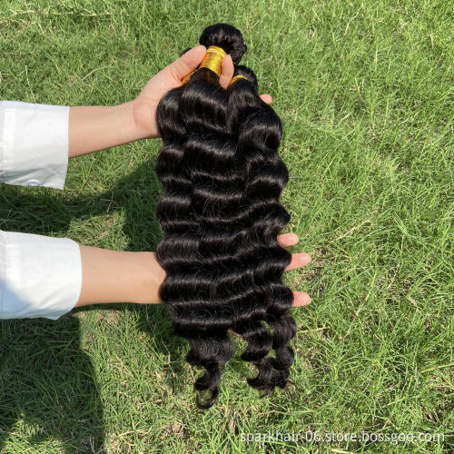 10A High Quality Virgin Human Hair 4Bundles,Brazilian Curly Loose Deep Wave Human Hair Extensions Loose Deep Wave Raw Hair